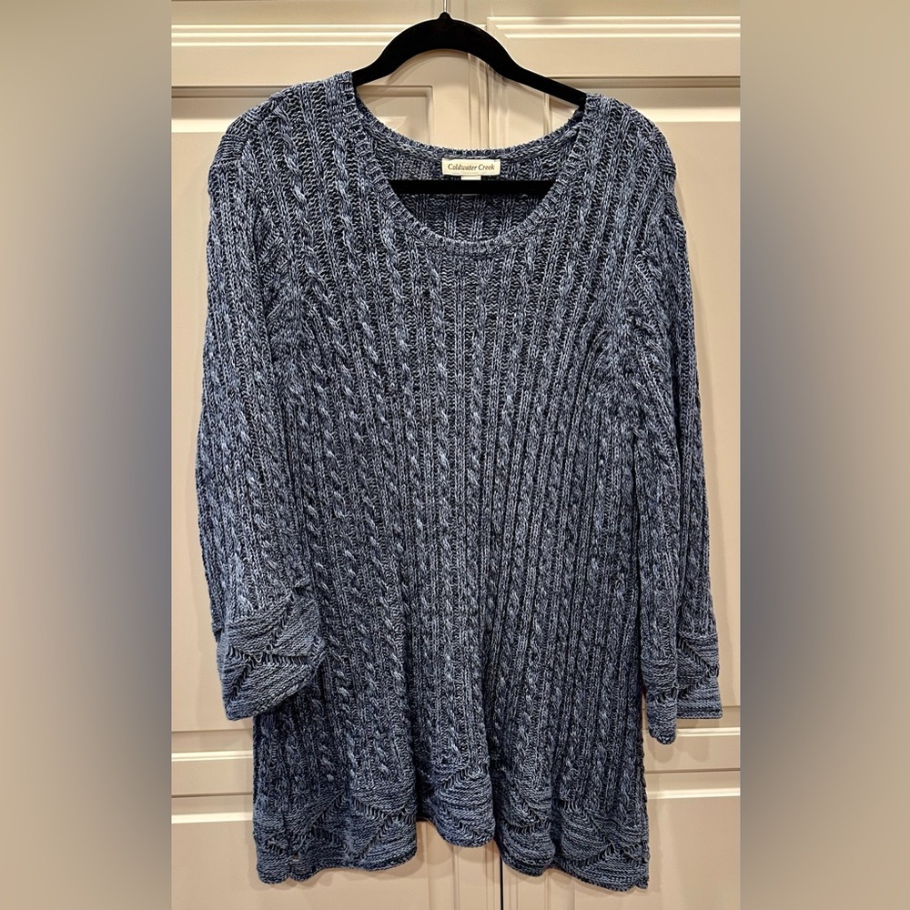 Coldwater Creek Size 1X Tunic Length Sweater in Blue